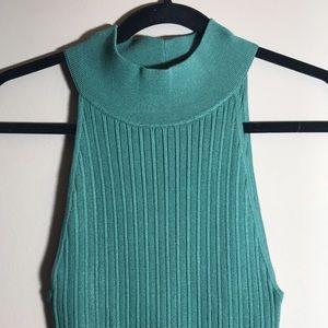 💙4th +Reckless High Neck Belted Ribbed MIdi Dress